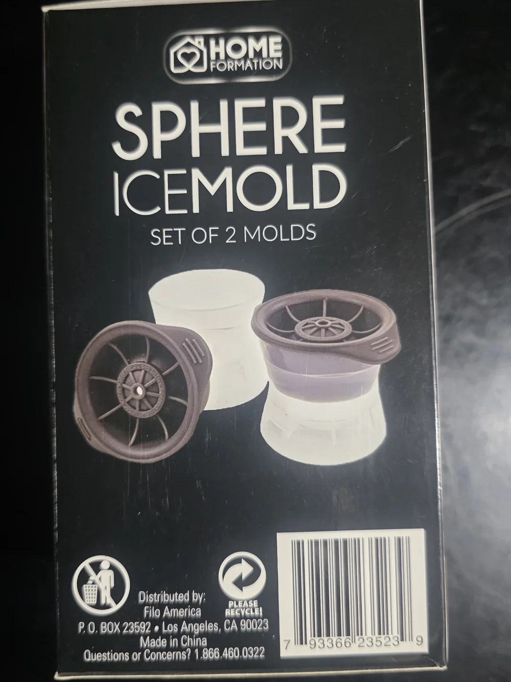 Home Formation Sphere Ice Cube Mold Set (2 Pack) 2.5in Leakproof Stackable